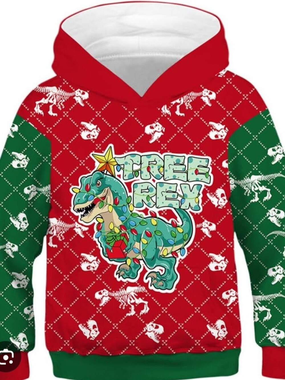 Amazon Kids Holiday 'Tree Rex' Hoodie - Red, Green, White